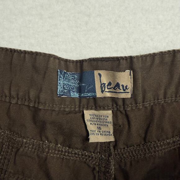 Vintage Beau Utility Cargo Shorts Dark Brown Size 16 - Picture 4 of 6